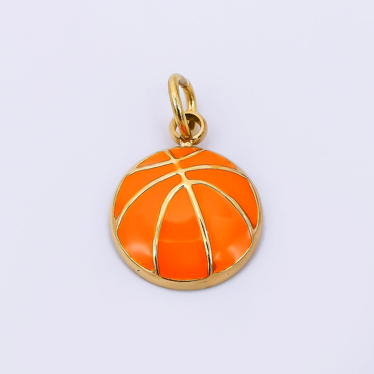 Stainless Steel 12mm Enamel Orange Basketball Sport Charm | J-332