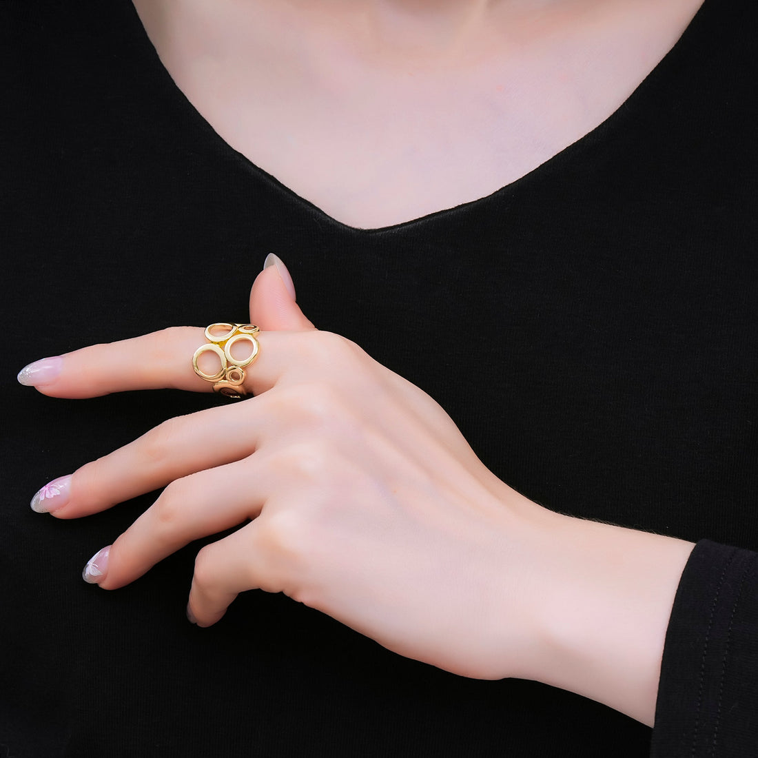 24K Gold Filled Geometric Open Circle Round Ring in Gold &amp; Silver | O1642 O1641