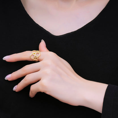 24K Gold Filled Geometric Open Circle Round Ring in Gold &amp; Silver | O1642 O1641