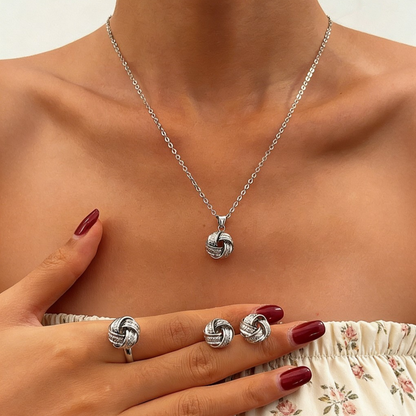 Twist Necklace, Earrings &amp; Ring Set
