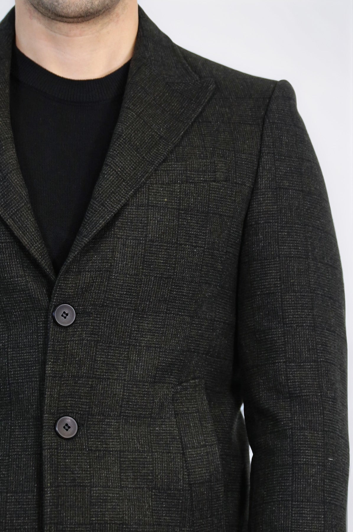 Wide Lapel Striped Slim Fit Anthracite Men Coat - Wessi