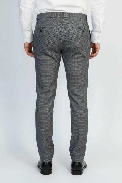 Black &amp; Grey Micro-Patterned Fabric Trousers – Wessi