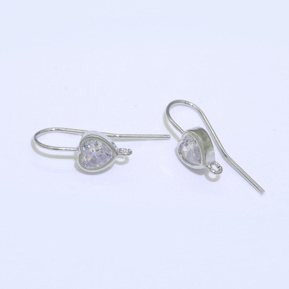 Open Link French Hook Earrings in Gold, Fish Hook Earring Eye CZ Earring Minimalist Jewelry Making Supply L-496 L-497