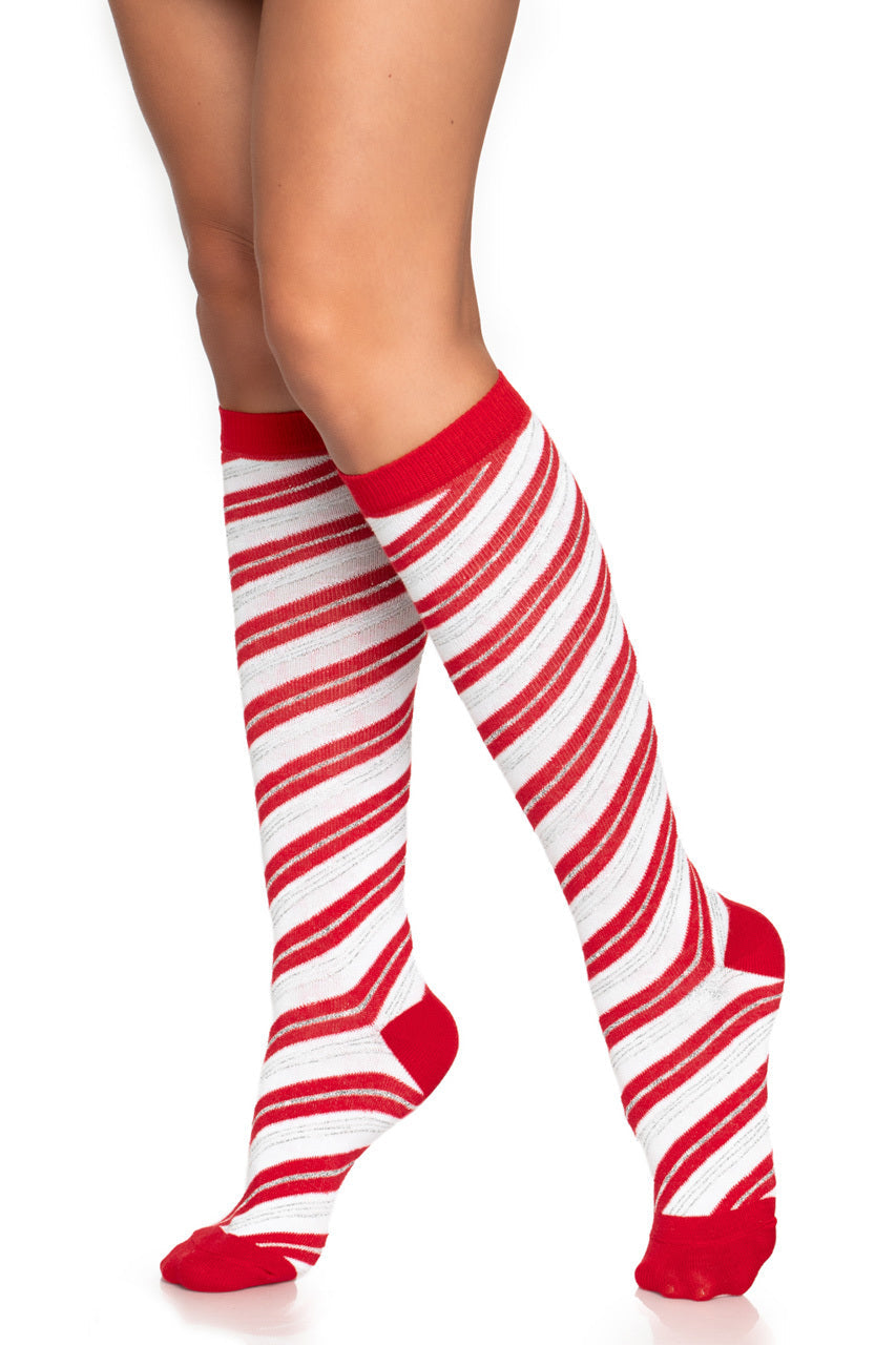 Candy Cane Knee Highs