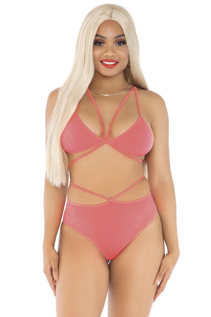 Neon Cage Strap Bra and Panty Set