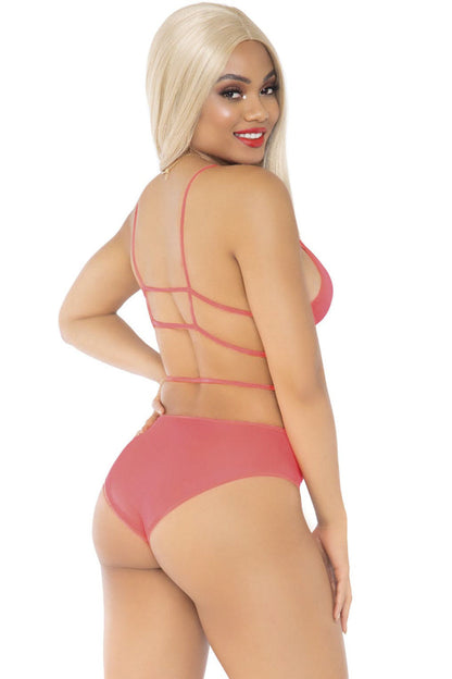 Neon Cage Strap Bra and Panty Set