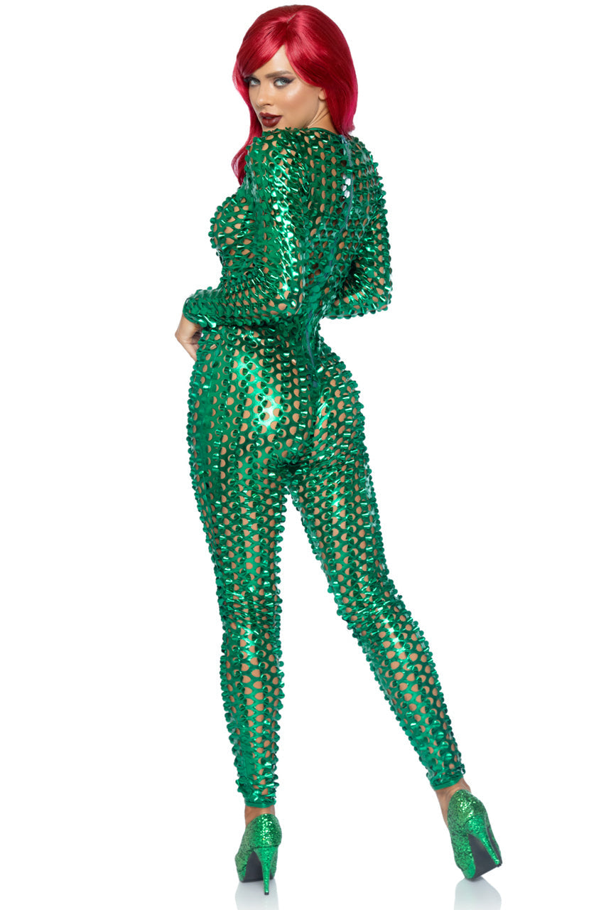 Laser Cut Metallic Catsuit Costume