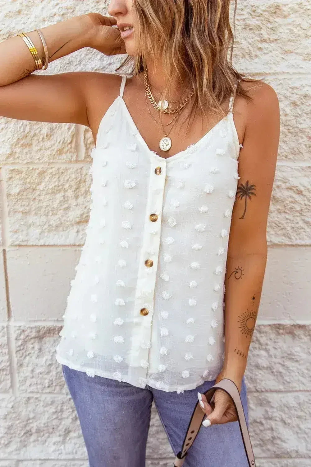 Swiss Dot Spaghetti Strap Tank Top – Cute &amp; Flowy Summer Top