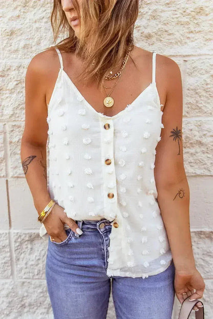 Swiss Dot Spaghetti Strap Tank Top – Cute &amp; Flowy Summer Top
