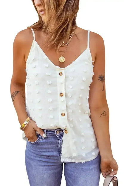 Swiss Dot Spaghetti Strap Tank Top – Cute &amp; Flowy Summer Top