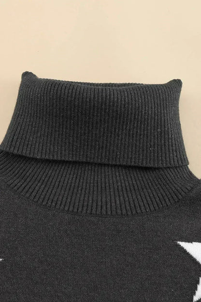 Turtleneck Star Print Sweater