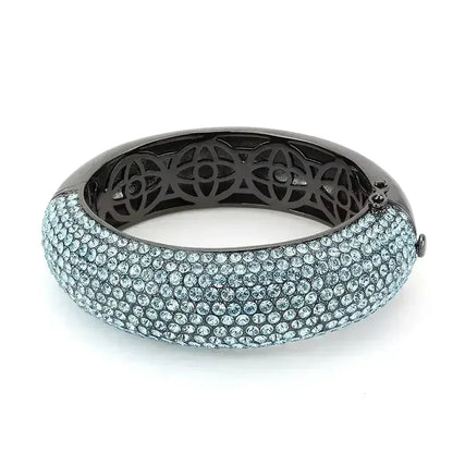 TIN Cobalt Black Brass Bangle – Sea Blue Crystal Statement Piece