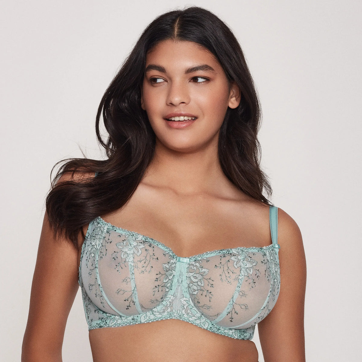 Sheer Embroidery Balconette Bra Laurel