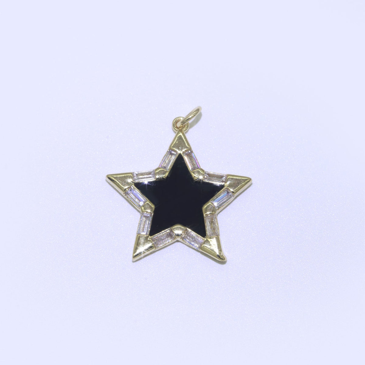 16K Gold Filled 25mm Enamel Baguette CZ Celestial Star Charm | M325 - M335 Charms-00325