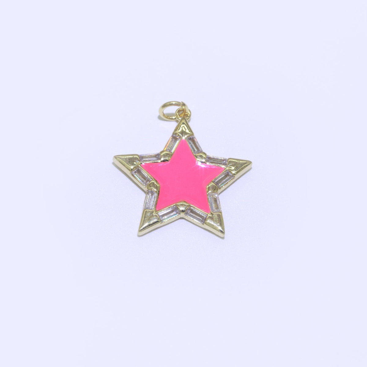 16K Gold Filled 25mm Enamel Baguette CZ Celestial Star Charm | M325 - M335 Charms-00325