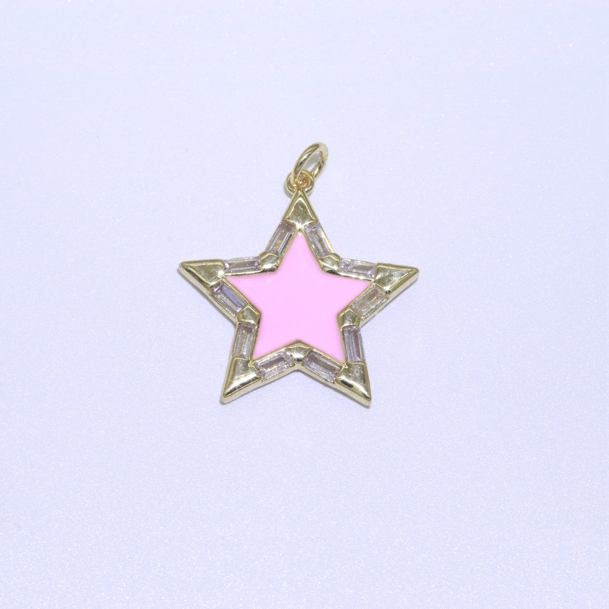 16K Gold Filled 25mm Enamel Baguette CZ Celestial Star Charm | M325 - M335 Charms-00325