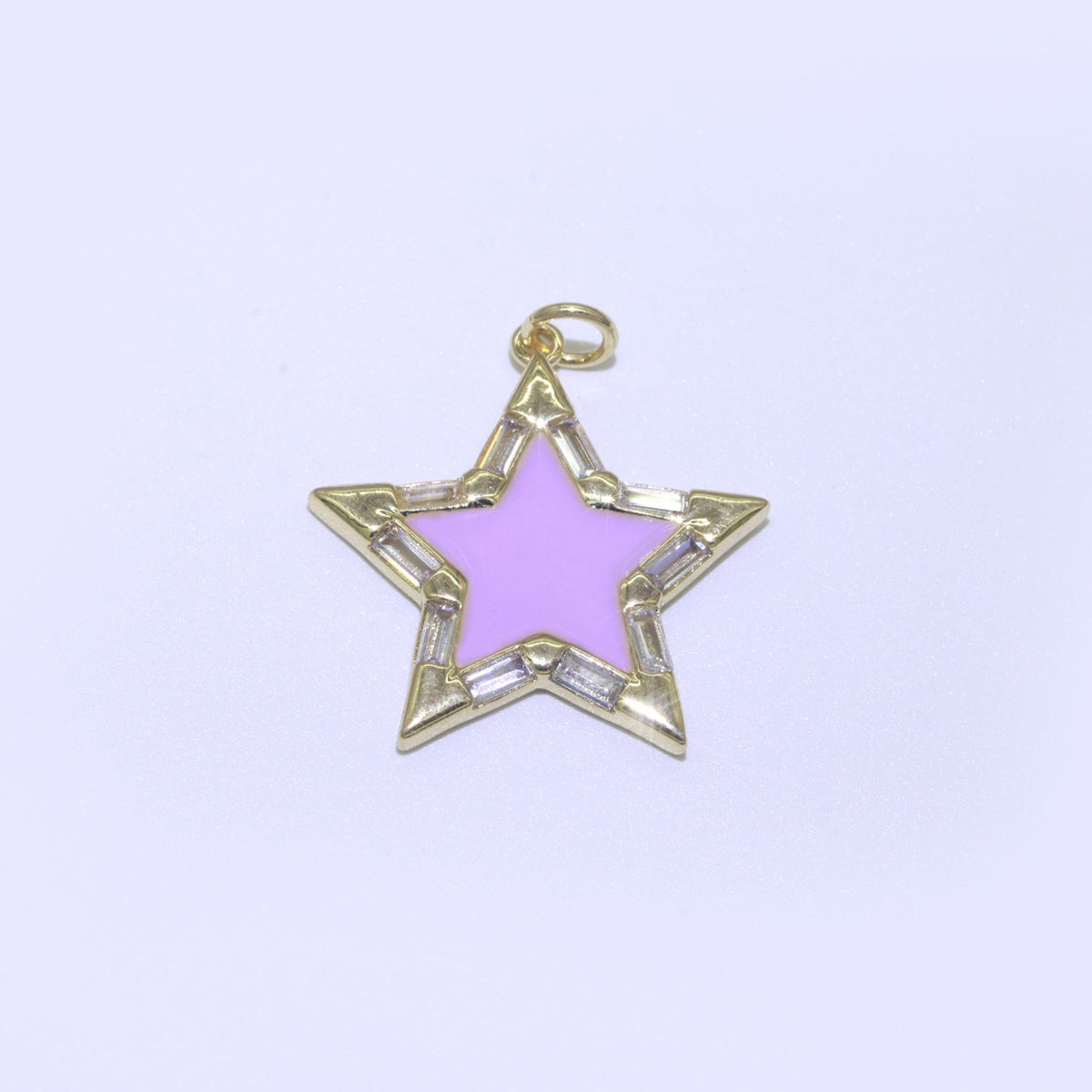 16K Gold Filled 25mm Enamel Baguette CZ Celestial Star Charm | M325 - M335 Charms-00325