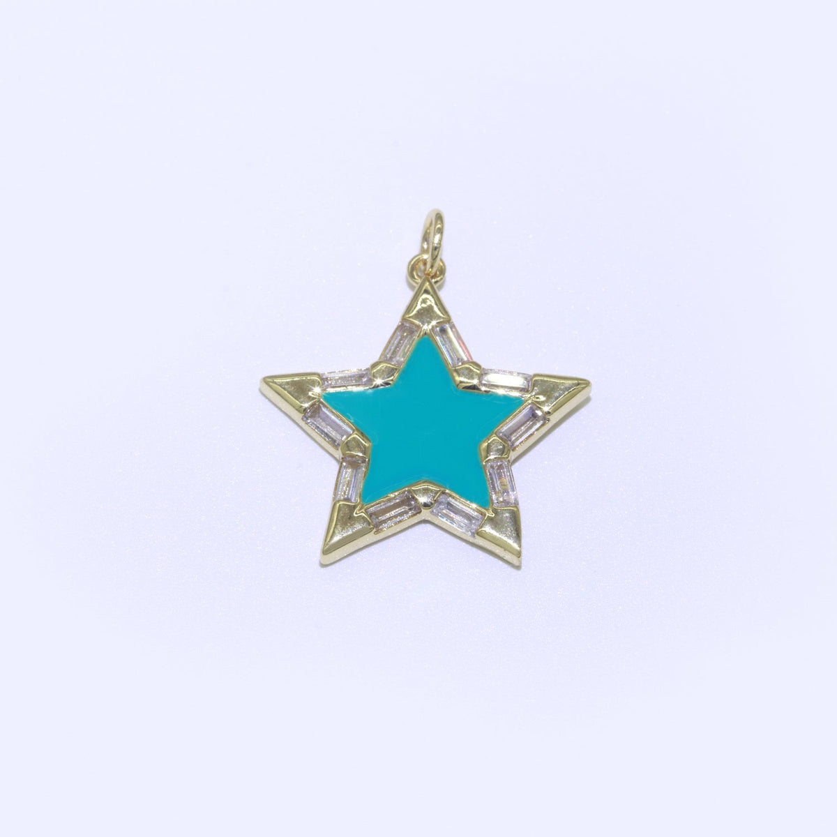 16K Gold Filled 25mm Enamel Baguette CZ Celestial Star Charm | M325 - M335 Charms-00325