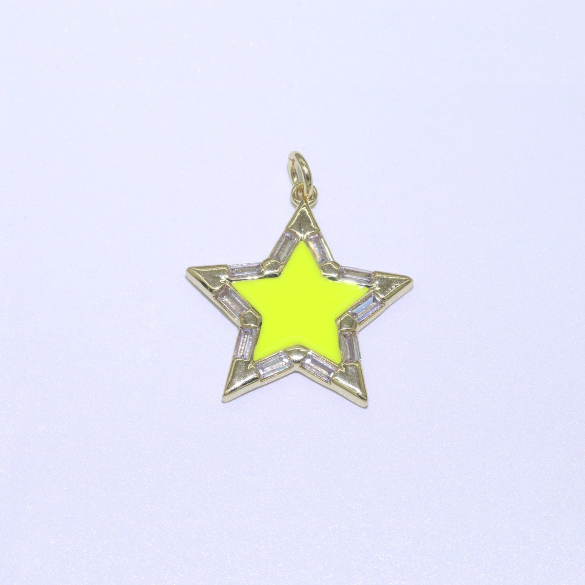 16K Gold Filled 25mm Enamel Baguette CZ Celestial Star Charm | M325 - M335 Charms-00325