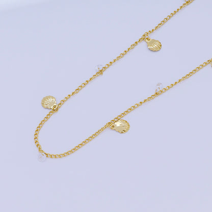 24K Gold Filled 2mm Round CZ Seashell Curb Unfinished Chain by Yard | ROLL-01673