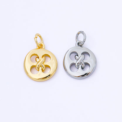 24K Gold Filled 11mm Clothes Buttons Round Charm in Gold &amp; Silver | AF1549