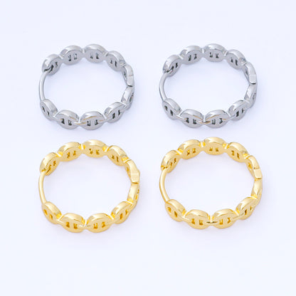 24K Gold Filled 20mm Mariner Chain Link Hoops Earrings in Gold &amp; Silver | AB1613 AB1614