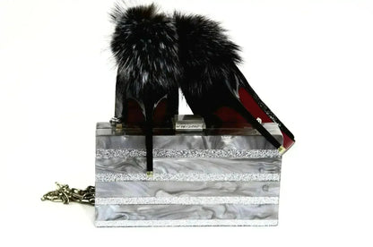 Marble Silver Stripe Box Clutch