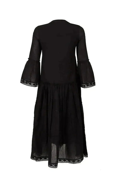 MIKA Black Maxi Dress | Boho Peasant Style | Femstylo