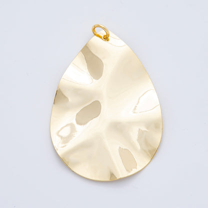 18K Gold Filled 51mm Geometric Hammered Teardrop Charm | N1791
