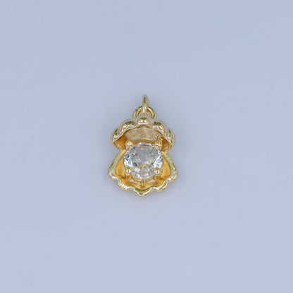 24K Gold Filled 14.5mm CZ Sea Shell Clam 3D Multidimensional Charm | N033