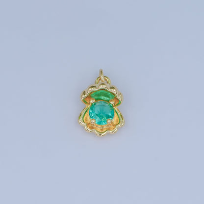 24K Gold Filled 14.5mm CZ Sea Shell Clam 3D Multidimensional Charm | N033