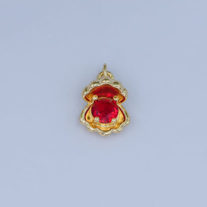 24K Gold Filled 14.5mm CZ Sea Shell Clam 3D Multidimensional Charm | N033