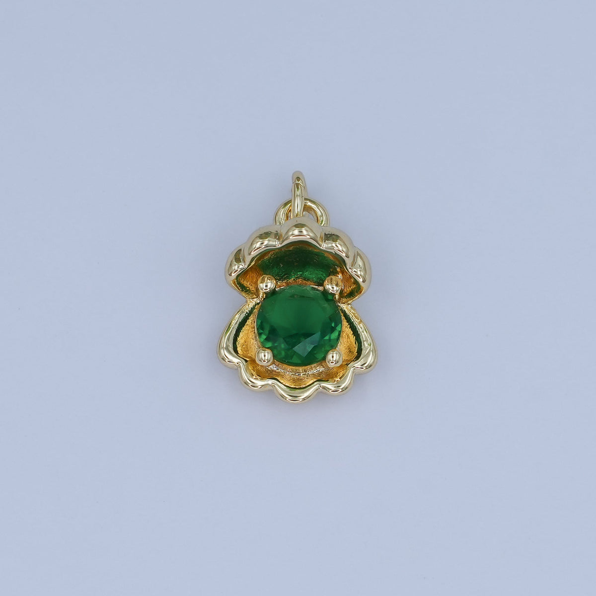 24K Gold Filled 14.5mm CZ Sea Shell Clam 3D Multidimensional Charm | N033