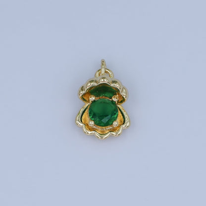 24K Gold Filled 14.5mm CZ Sea Shell Clam 3D Multidimensional Charm | N033
