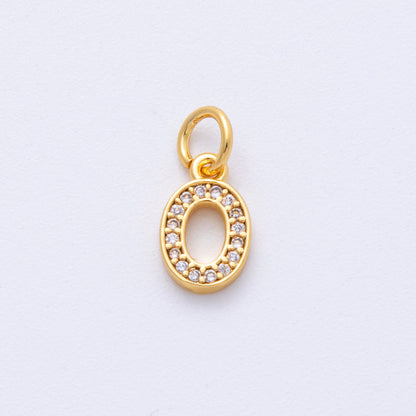 24K Gold Filled 14mm Number 0-9 Clear Micro Paved CZ Charm | N1025 - N1034