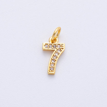 24K Gold Filled 14mm Number 0-9 Clear Micro Paved CZ Charm | N1025 - N1034
