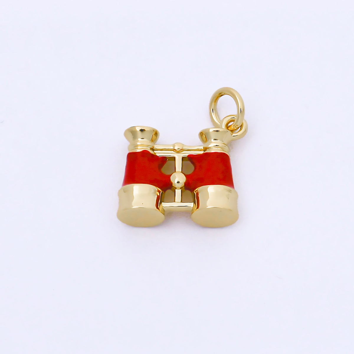 24K Gold Filled Red Enamel Spy Binocular Telescope 3D Multidimensional Charm | N1325