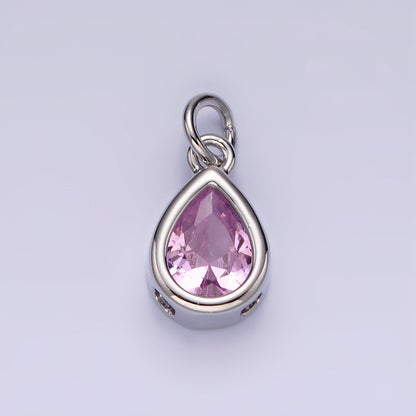 24K Gold Filled 15mm CZ Teardrop Bezel Charm in Gold &amp; Silver | N1625 - N1647