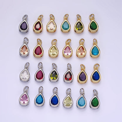 24K Gold Filled 15mm CZ Teardrop Bezel Charm in Gold &amp; Silver | N1625 - N1647