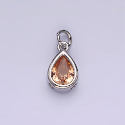24K Gold Filled 15mm CZ Teardrop Bezel Charm in Gold &amp; Silver | N1625 - N1647