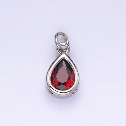 24K Gold Filled 15mm CZ Teardrop Bezel Charm in Gold &amp; Silver | N1625 - N1647