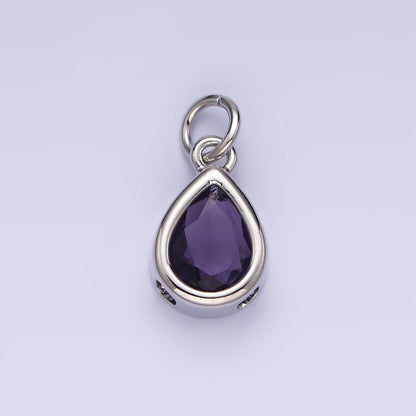 24K Gold Filled 15mm CZ Teardrop Bezel Charm in Gold &amp; Silver | N1625 - N1647