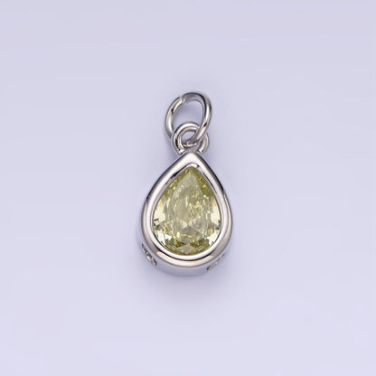 24K Gold Filled 15mm CZ Teardrop Bezel Charm in Gold &amp; Silver | N1625 - N1647
