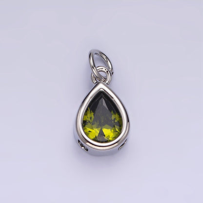 24K Gold Filled 15mm CZ Teardrop Bezel Charm in Gold &amp; Silver | N1625 - N1647