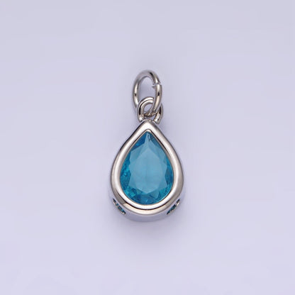 24K Gold Filled 15mm CZ Teardrop Bezel Charm in Gold &amp; Silver | N1625 - N1647