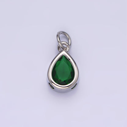 24K Gold Filled 15mm CZ Teardrop Bezel Charm in Gold &amp; Silver | N1625 - N1647