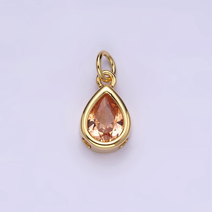24K Gold Filled 15mm CZ Teardrop Bezel Charm in Gold &amp; Silver | N1625 - N1647