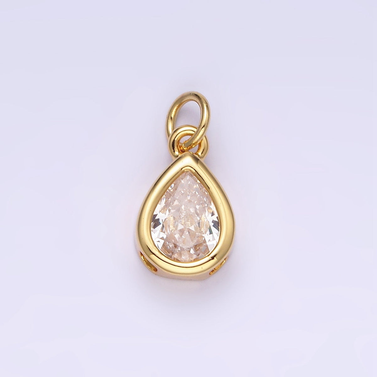24K Gold Filled 15mm CZ Teardrop Bezel Charm in Gold &amp; Silver | N1625 - N1647
