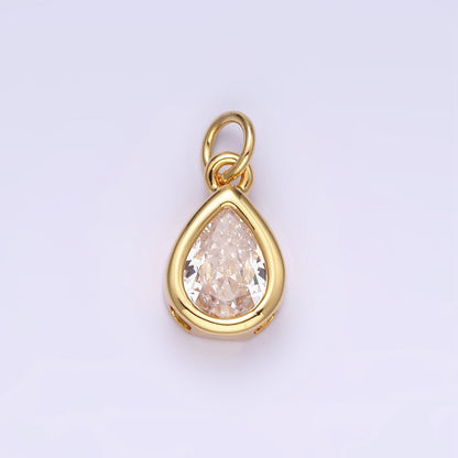 24K Gold Filled 15mm CZ Teardrop Bezel Charm in Gold &amp; Silver | N1625 - N1647