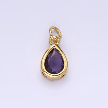 24K Gold Filled 15mm CZ Teardrop Bezel Charm in Gold &amp; Silver | N1625 - N1647